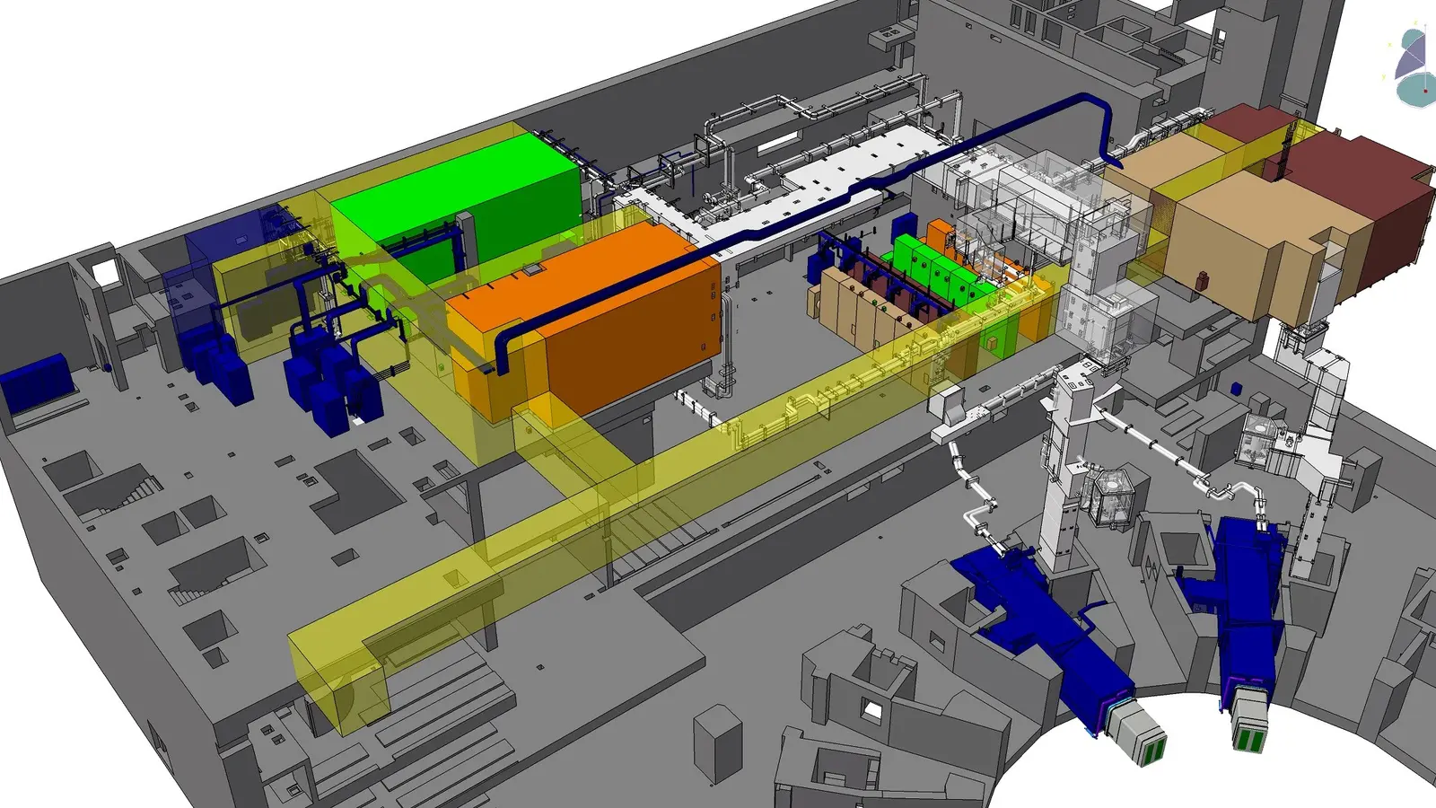 Color-coded ITER rendering of test blanket modules and the surrounding tritium-processing systems